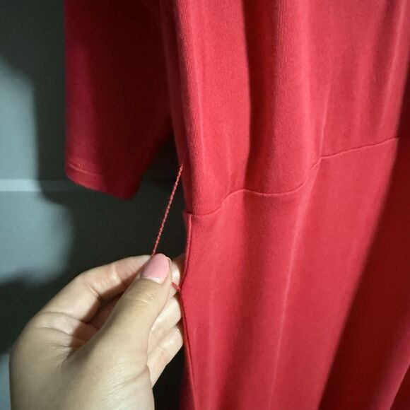 Soft Surroundings Petite Half Sleeve Faux Wrap Maxi Dress Stretchy Red Size PL - Picture 3 of 7